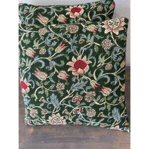 Set 2 Hines of Oxford Evenlode Green Tapestry Accent Pillows Throw Pillows